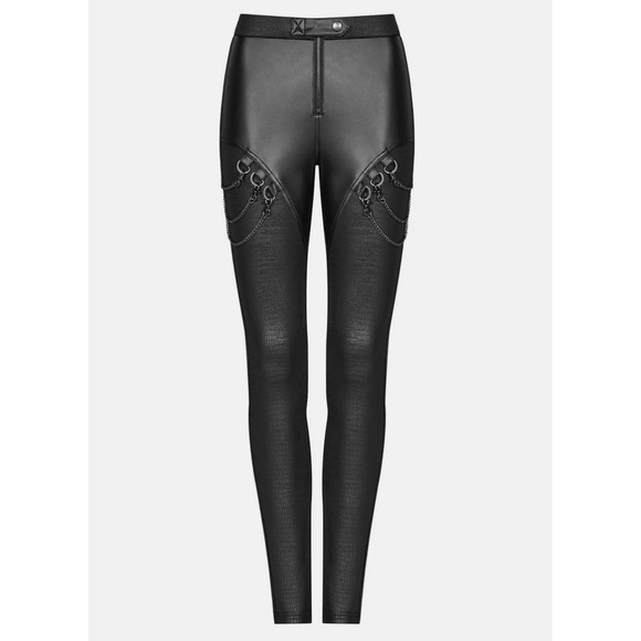Punk Rave Pants - ELASTIC CRACKLE LEATHER PUNK ROCK LEGGINGS Womens Medium